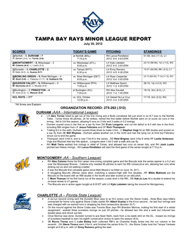 Devil Rays Minor League Report