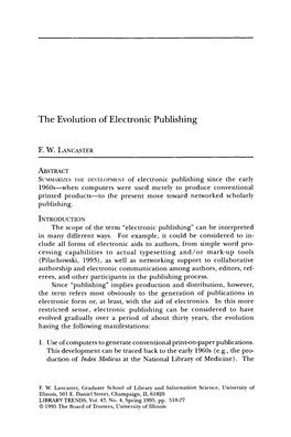 The Evolution of Electronic Publishing