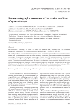 Remote Cartographic Assessment of the Erosion Condition of Agrolandscapes