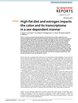 High-Fat Diet and Estrogen Impacts the Colon and Its Transcriptome in a Sex