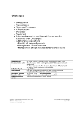 Chickenpox • Introduction • Transmission • Signs And