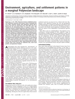 Environment, Agriculture, and Settlement Patterns in a Marginal Polynesian Landscape