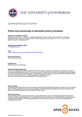 Police and Community in Twentieth-Century Scotland