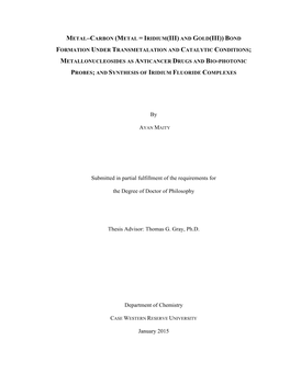 (Metal = Iridium(Iii) and Gold(Iii)) Bond