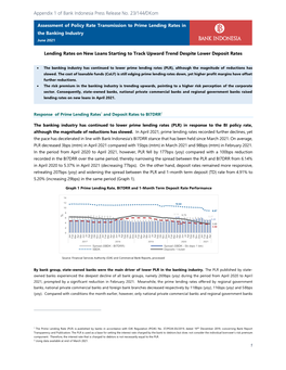 Assessment of Policy Rate Transmission to Prime Lending Rates In