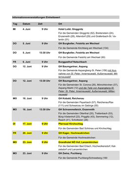 Informationsveranstaltungen Einheitswert Tag Datum Zeit Ort MI