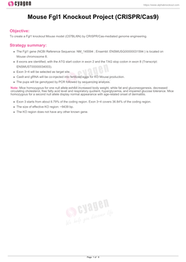 Mouse Fgl1 Knockout Project (CRISPR/Cas9)