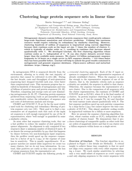 Clustering Huge Protein Sequence Sets in Linear Time