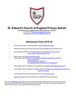St. Edward's Church of England Primary School, Fort Austin Avenue, Eggbuckland, Plymouth PL6 5ST