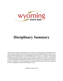 Disciplinary Summary