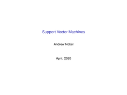 Support Vector Machines