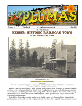 KEDDIE: HISTORIC RAILROAD TOWN by Jerry Thomas, PCMA Trustee