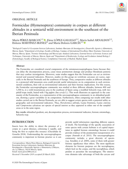 Formicidae (Hymenoptera) Community in Corpses at Different Altitudes in a Semiarid Wild Environment in the Southeast of the Iberian Peninsula