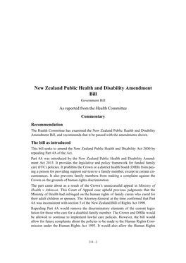 New Zealand Public Health and Disability Amendment Bill