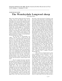 The Wensleydale Longwool Sheep by Dr Marca Burns