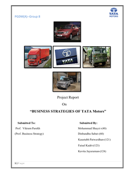 Project Report on ³BUSINESS STRATEGIES of TATA Motors´
