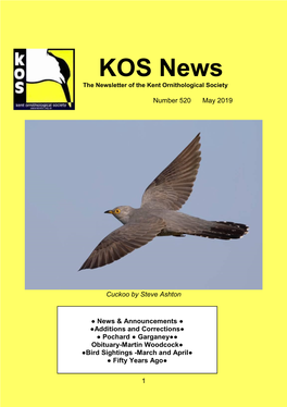 KOS News the Newsletter of the Kent Ornithological Society