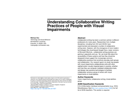 Understanding Collaborative Writing Practices of People with Visual Impairments