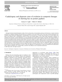 Cophylogeny and Disparate Rates of Evolution in Sympatric Lineages of Chewing Lice on Pocket Gophers