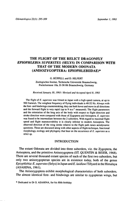 Anisozygoptera: the Zygoptera, the Anisoptera, and the Primitive Anisozygoptera (ST. QUENTIN & BEIER, Only Two Anisozygop