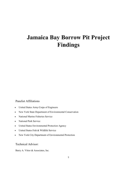 Jamaica Bay Borrow Pit Project Findings