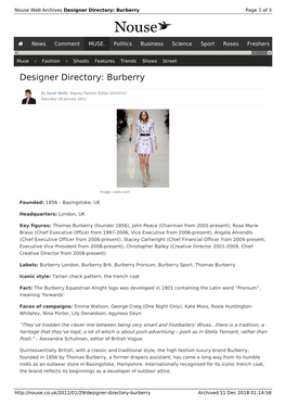 Designer Directory: Burberry | Nouse