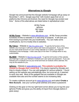 Alternatives to Igoogle