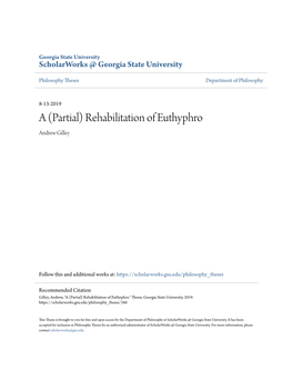 Rehabilitation of Euthyphro Andrew Gilley