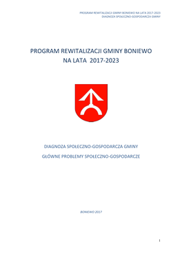 Program Rewitalizacji Gminy Boniewo Na Lata 2017-2023 Diagnoza Społeczno-Gospodarcza Gminy