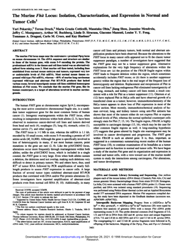 Isolation, Characterization, and Expression in Normal and Tumor Cells1