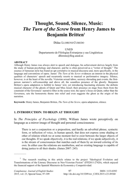 The Turn of the Screw from Henry James to Benjamin Britten1