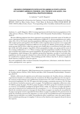 67 Crossing Experiments with South American