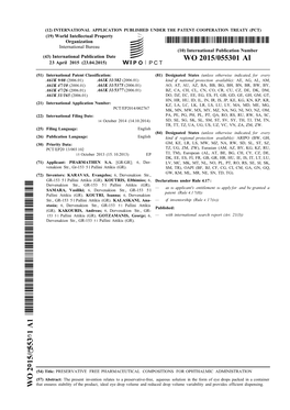 WO 2015/055301 Al 23 April 2015 (23.04.2015) P O P C T