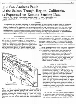 The San Andreas Fault of the Salton Trough Region, CA
