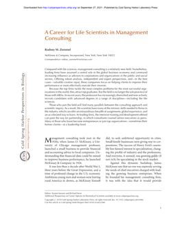 A Career for Life Scientists in Management Consulting