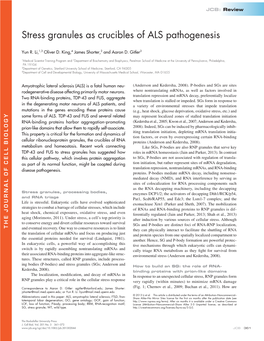 Stress Granules As Crucibles of ALS Pathogenesis