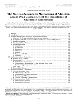 The Nucleus Accumbens: Mechanisms of Addiction Across Drug Classes Reflect the Importance of Glutamate Homeostasis