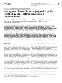 S Disease Biomarker Progression Profile Identified by Transcriptome