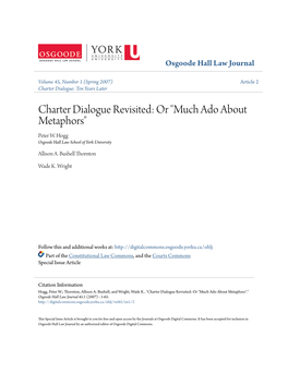 Charter Dialogue Revisited: Or "Much Ado About Metaphors" Peter W