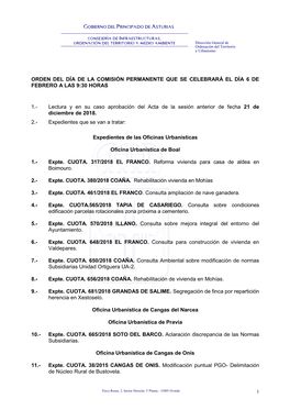 Lectura Y En Su Caso Aprobación Del Acta De La Sesión Anterior De Fecha 21 De Diciembre De 2018