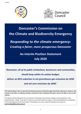 Doncaster's Commission on the Climate and Biodiversity Emergency Responding to the Climate Emergency