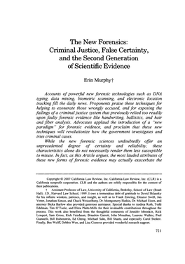 Criminal Justice, False Certainty, and the Second Generation of Scientific Evidence