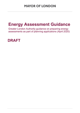 Draft Energy Assessment Guidance 2020