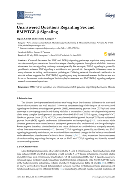 Unanswered Questions Regarding Sex and BMP/TGF- Signaling