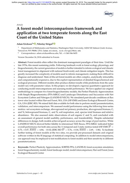 A Forest Model Intercomparison Framework and Application at Two Temperate Forests Along the East Coast of the United States