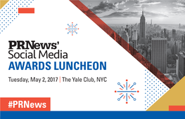 AWARDS LUNCHEON Tuesday, May 2, 2017 | the Yale Club, NYC