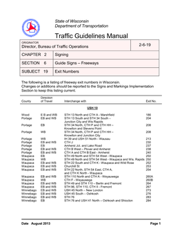 TGM 2-6-19 Exit Numbers