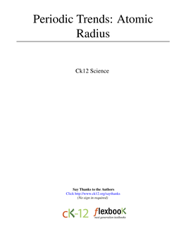 Periodic Trends: Atomic Radius