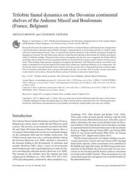 Trilobite Faunal Dynamics on the Devonian Continental Shelves of the Ardenne Massif and Boulonnais (France, Belgium)