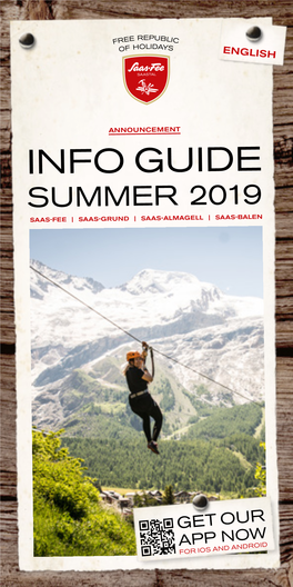 Info Guide Summer 2019 Saas-Fee | Saas-Grund | Saas-Almagell | Saas-Balen
